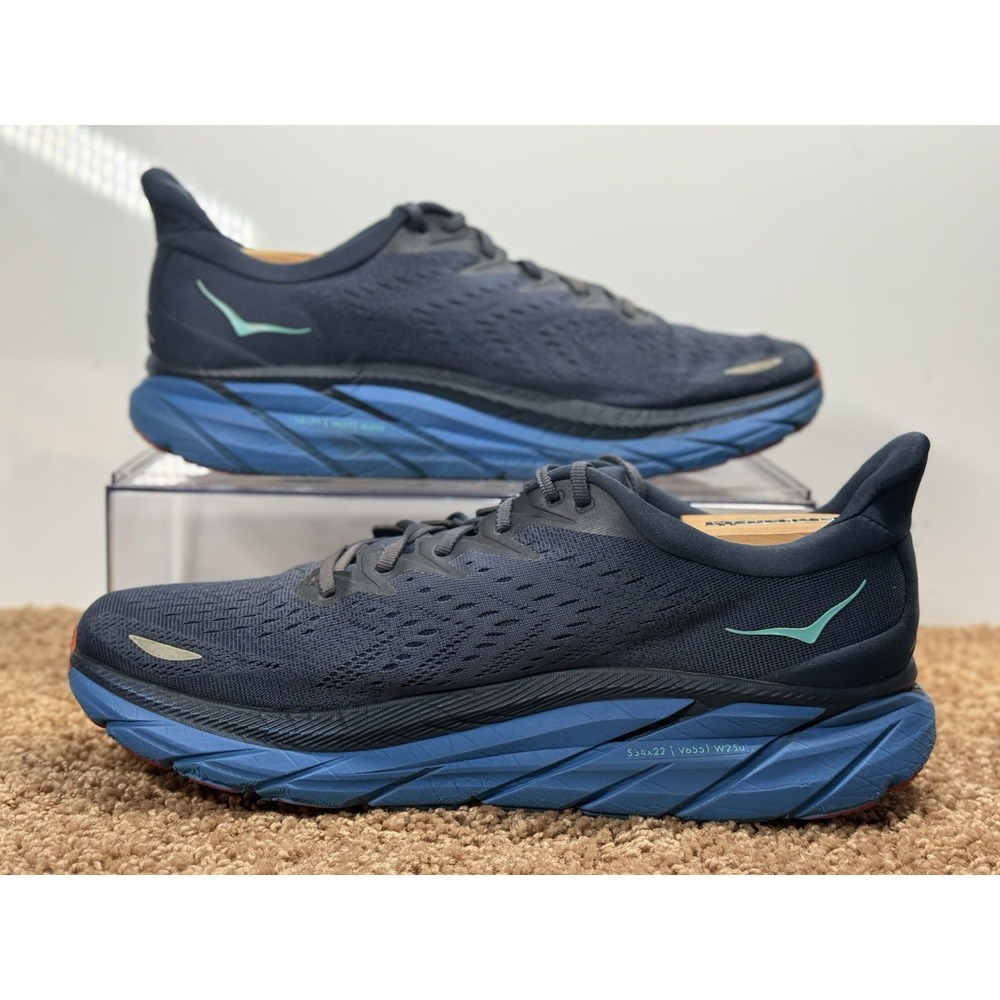 Hoka One One Navy Blue Teal Men's Athletic Shoes - Picture 2 of 13
